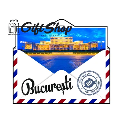 Bucuresti romania, plic,  magnet frigider mgs102